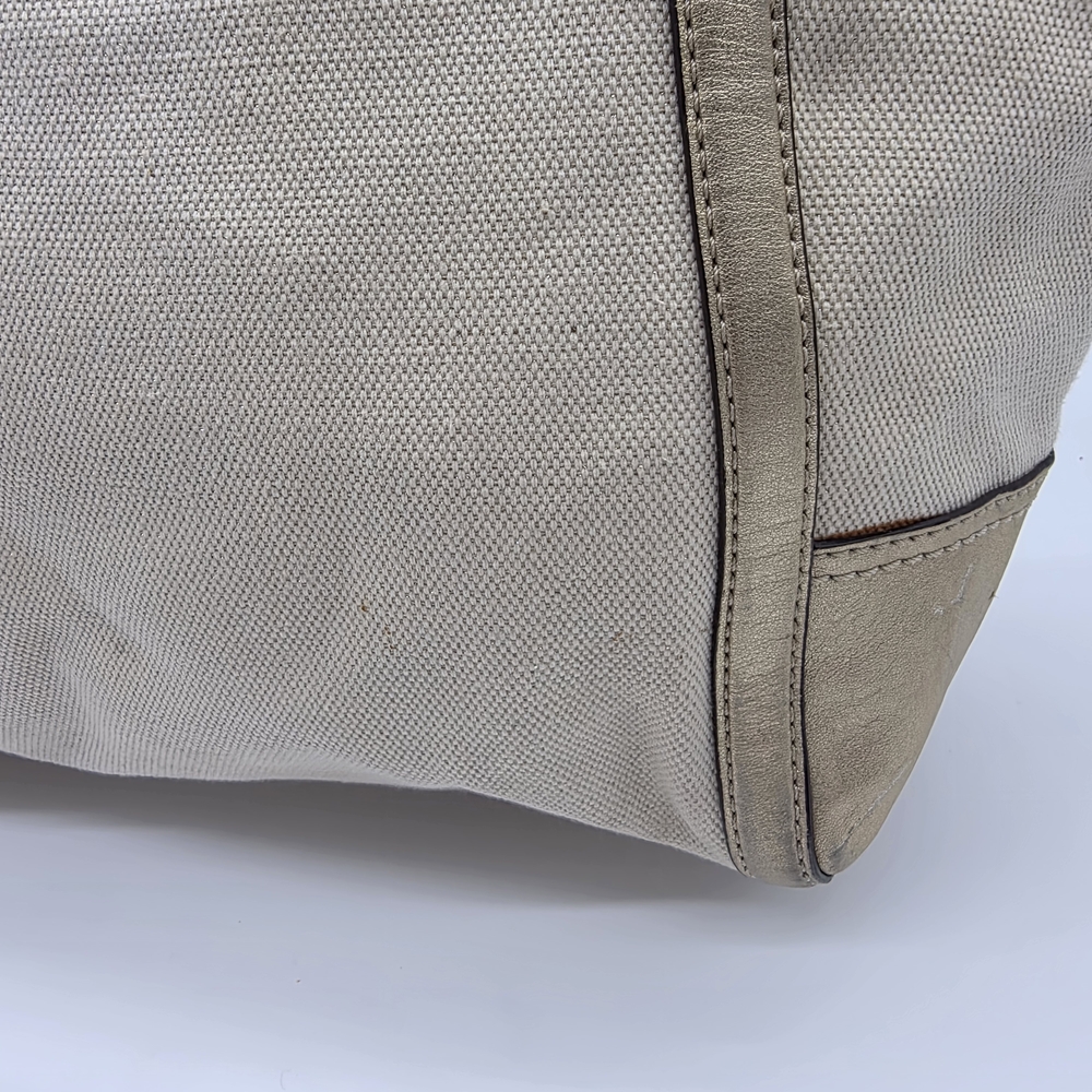 COACH Natalie Metallic Gold Bag Beige Cream Canvas Leather Tote Purse Bag 16756 - Picture 5 of 13